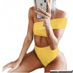 Odkirk Women Push UP Triangl Sexy Bikini Set Bathing Suit Two Piece Swimsuit One Shoulder Swimwear Swim Suit High Waist Yellow B07Q1DGPQR